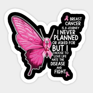 Butterfly Breast Cancer Pink Ribbon Surviving Cancer Gift For Girl Women Sticker